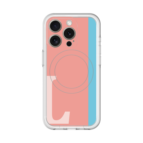 スリムプロテクションプレミアムケース with MagSafe［ オリジナル - initial color line - L pink ］