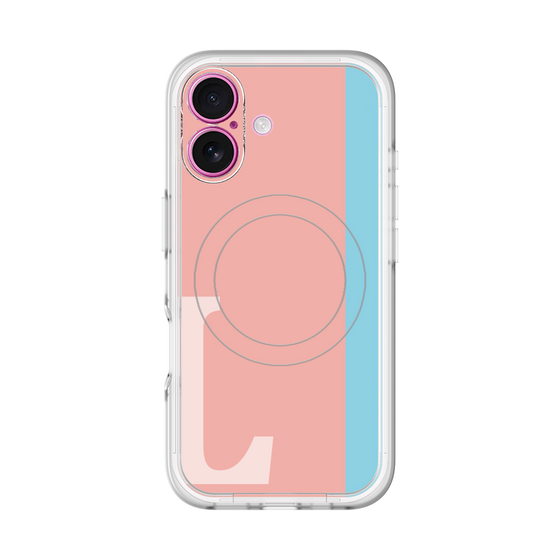 スリムプロテクションプレミアムケース with MagSafe［ オリジナル - initial color line - L pink ］