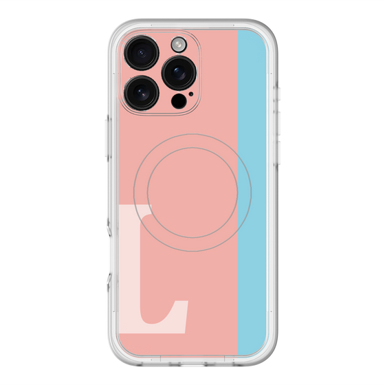 スリムプロテクションプレミアムケース with MagSafe［ オリジナル - initial color line - L pink ］