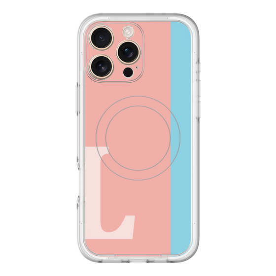 スリムプロテクションプレミアムケース with MagSafe［ オリジナル - initial color line - L pink ］