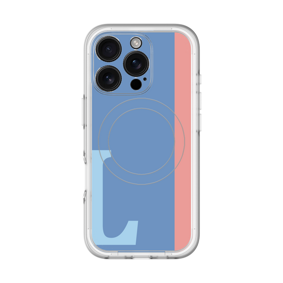 スリムプロテクションプレミアムケース with MagSafe［ オリジナル - initial color line - L blue ］