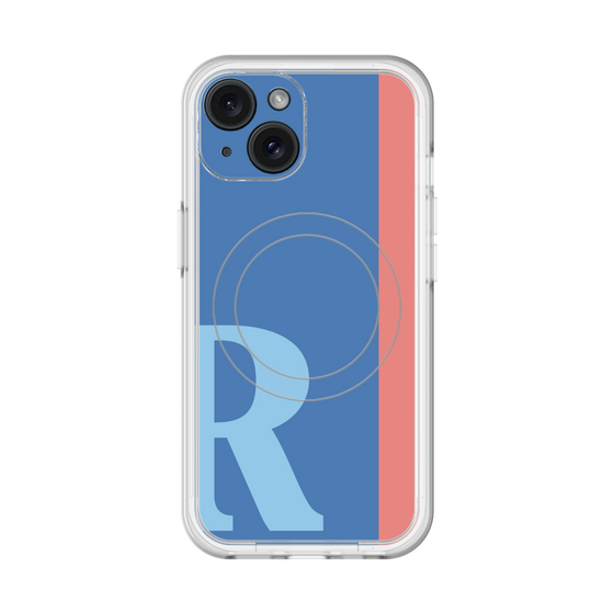スリムプロテクションプレミアムケース with MagSafe［ オリジナル - initial color line - R blue ］