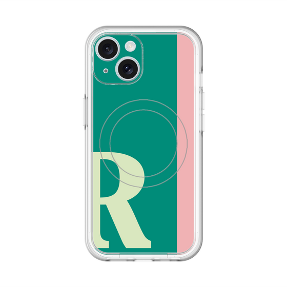 スリムプロテクションプレミアムケース with MagSafe［ オリジナル - initial color line - R green ］