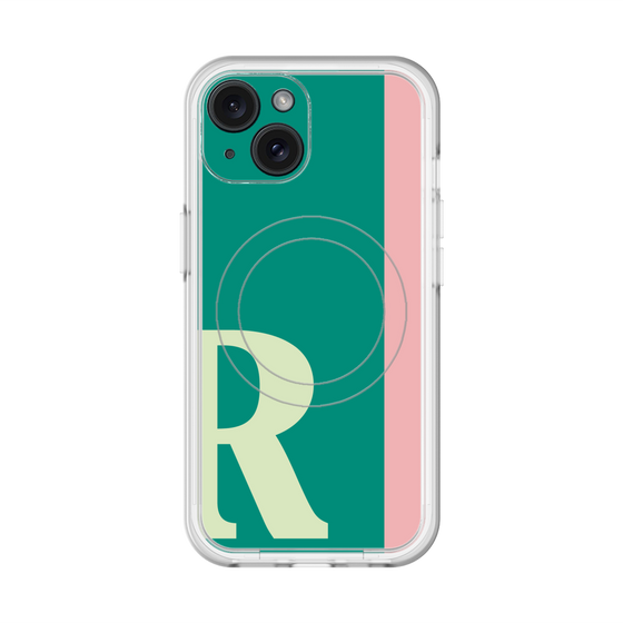 スリムプロテクションプレミアムケース with MagSafe［ オリジナル - initial color line - R green ］