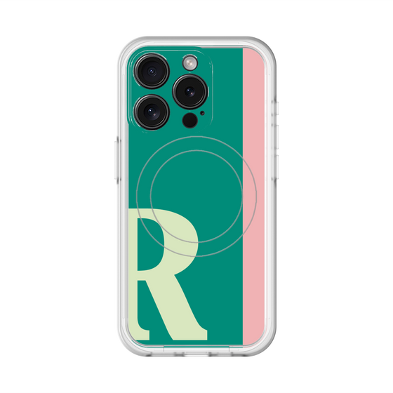 スリムプロテクションプレミアムケース with MagSafe［ オリジナル - initial color line - R green ］