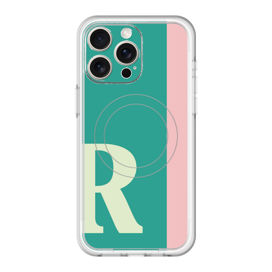スリムプロテクションプレミアムケース with MagSafe［ オリジナル - initial color line - R green ］