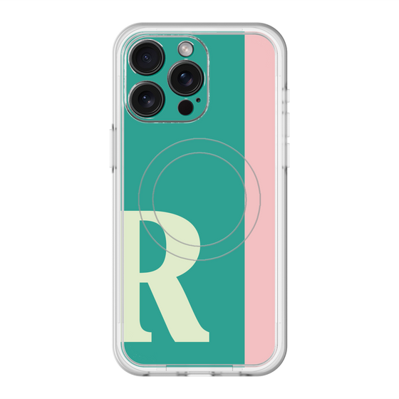 スリムプロテクションプレミアムケース with MagSafe［ オリジナル - initial color line - R green ］