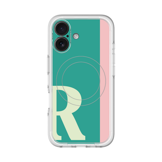 スリムプロテクションプレミアムケース with MagSafe［ オリジナル - initial color line - R green ］