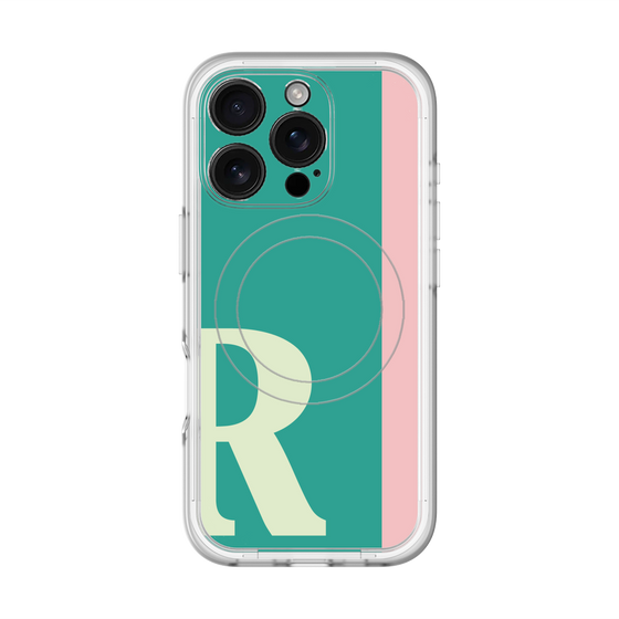スリムプロテクションプレミアムケース with MagSafe［ オリジナル - initial color line - R green ］