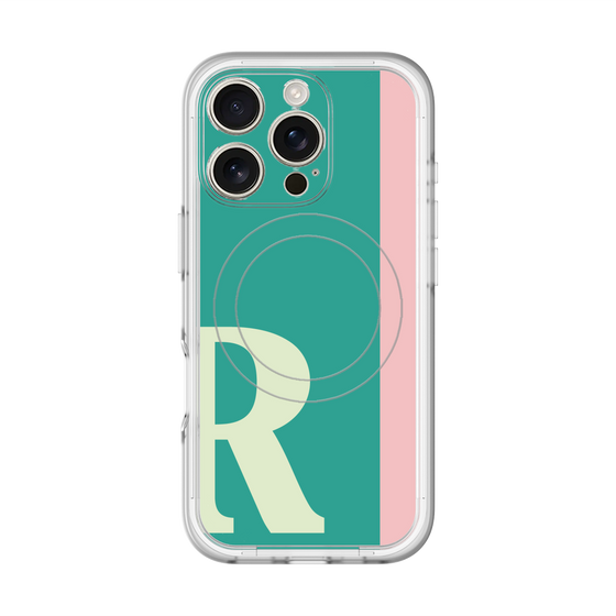 スリムプロテクションプレミアムケース with MagSafe［ オリジナル - initial color line - R green ］