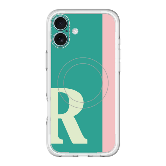 スリムプロテクションプレミアムケース with MagSafe［ オリジナル - initial color line - R green ］