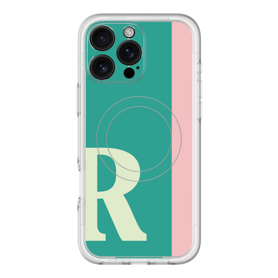 スリムプロテクションプレミアムケース with MagSafe［ オリジナル - initial color line - R green ］