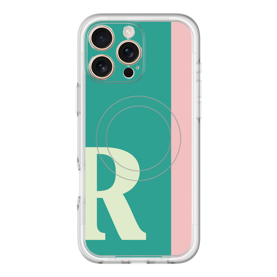 スリムプロテクションプレミアムケース with MagSafe［ オリジナル - initial color line - R green ］