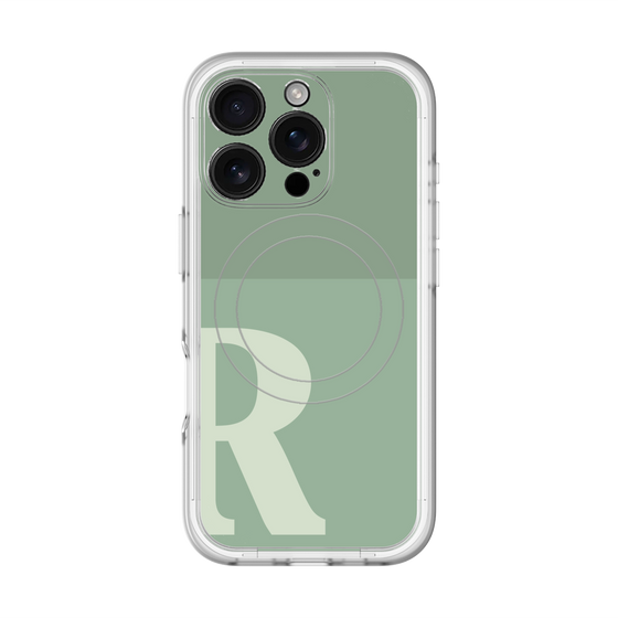 スリムプロテクションプレミアムケース with MagSafe［ オリジナル - initial two tone - R green ］