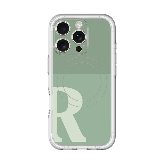 スリムプロテクションプレミアムケース with MagSafe［ オリジナル - initial two tone - R green ］