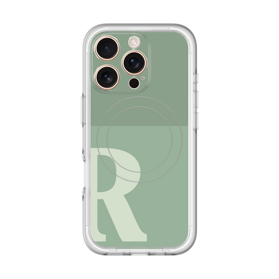 スリムプロテクションプレミアムケース with MagSafe［ オリジナル - initial two tone - R green ］