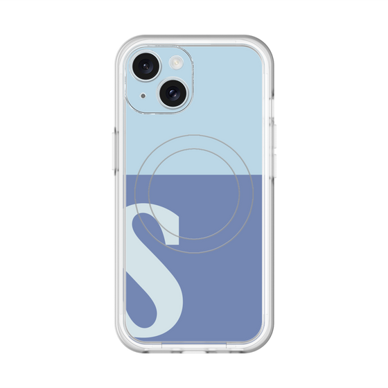 スリムプロテクションプレミアムケース with MagSafe［ オリジナル - initial two tone - S blue ］
