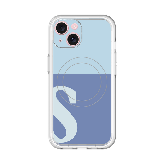 スリムプロテクションプレミアムケース with MagSafe［ オリジナル - initial two tone - S blue ］