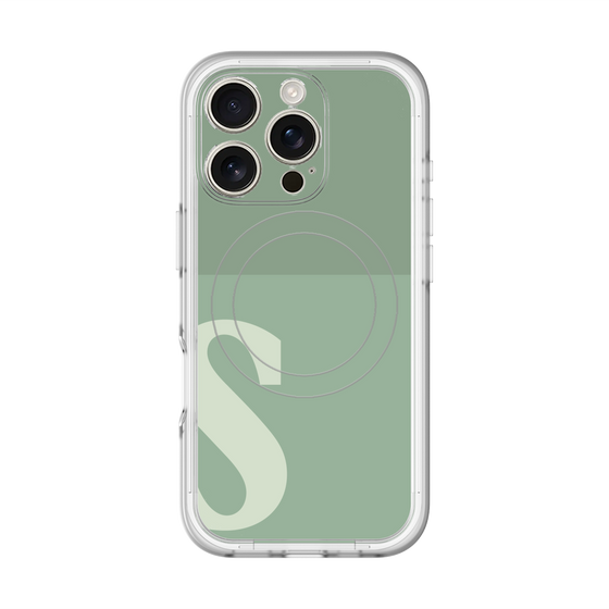 スリムプロテクションプレミアムケース with MagSafe［ オリジナル - initial two tone - S green ］
