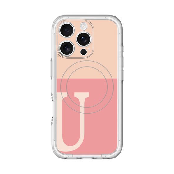 スリムプロテクションプレミアムケース with MagSafe［ オリジナル - initial two tone - U pink ］