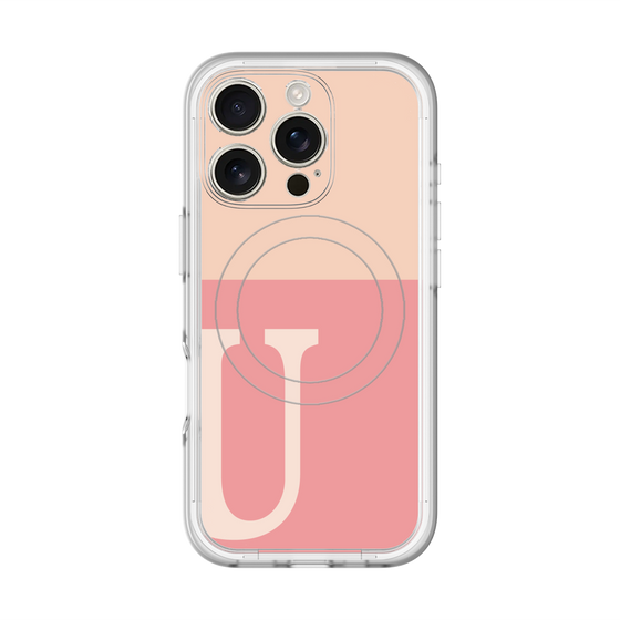 スリムプロテクションプレミアムケース with MagSafe［ オリジナル - initial two tone - U pink ］