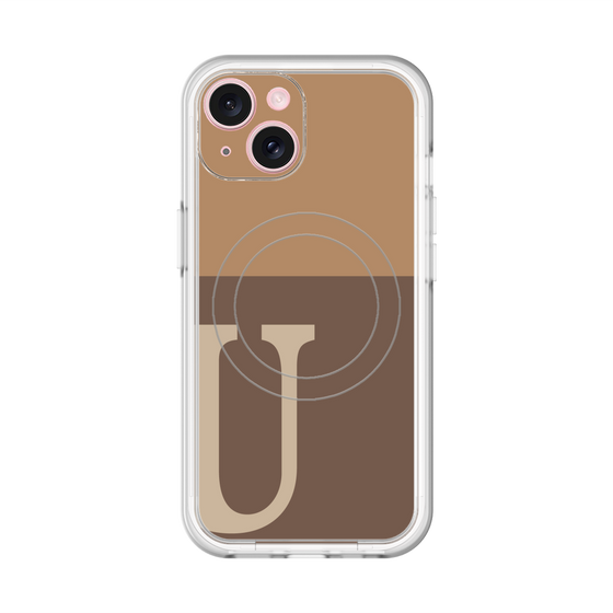 スリムプロテクションプレミアムケース with MagSafe［ オリジナル - initial two tone - U brown ］