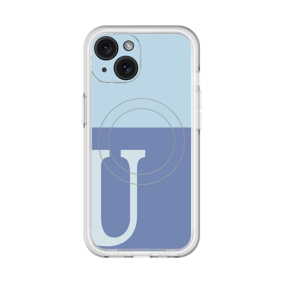 スリムプロテクションプレミアムケース with MagSafe［ オリジナル - initial two tone - U blue ］