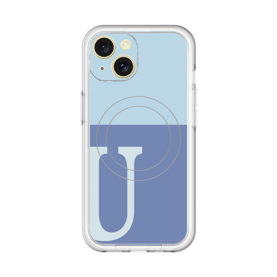 スリムプロテクションプレミアムケース with MagSafe［ オリジナル - initial two tone - U blue ］