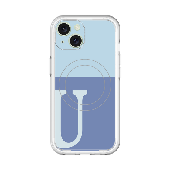 スリムプロテクションプレミアムケース with MagSafe［ オリジナル - initial two tone - U blue ］
