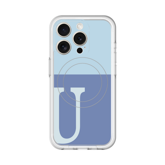 スリムプロテクションプレミアムケース with MagSafe［ オリジナル - initial two tone - U blue ］