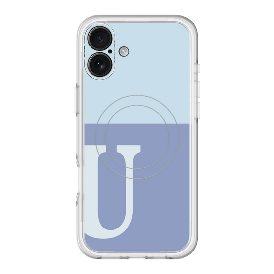 スリムプロテクションプレミアムケース with MagSafe［ オリジナル - initial two tone - U blue ］