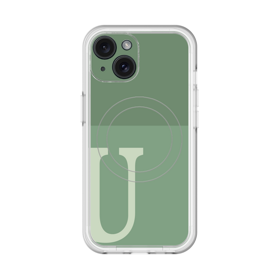 スリムプロテクションプレミアムケース with MagSafe［ オリジナル - initial two tone - U green ］