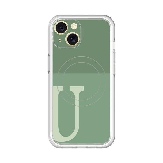 スリムプロテクションプレミアムケース with MagSafe［ オリジナル - initial two tone - U green ］