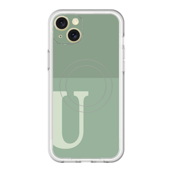 スリムプロテクションプレミアムケース with MagSafe［ オリジナル - initial two tone - U green ］