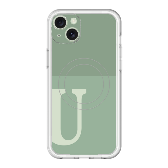 スリムプロテクションプレミアムケース with MagSafe［ オリジナル - initial two tone - U green ］