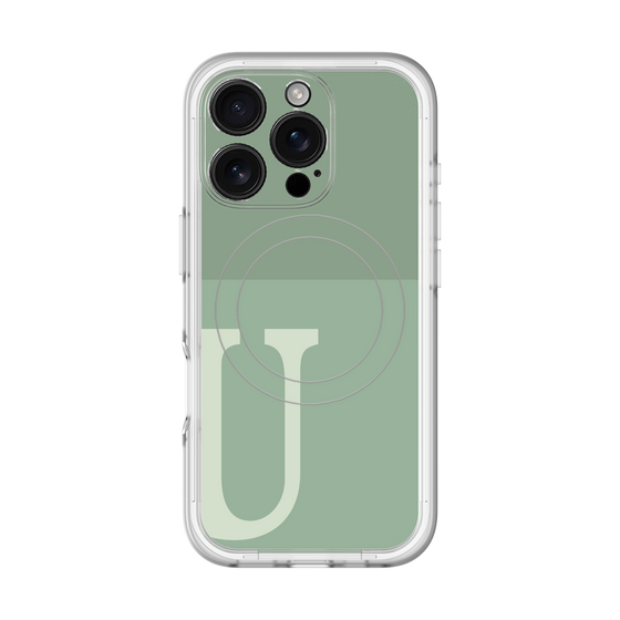 スリムプロテクションプレミアムケース with MagSafe［ オリジナル - initial two tone - U green ］