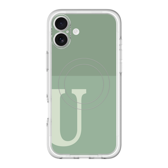 スリムプロテクションプレミアムケース with MagSafe［ オリジナル - initial two tone - U green ］