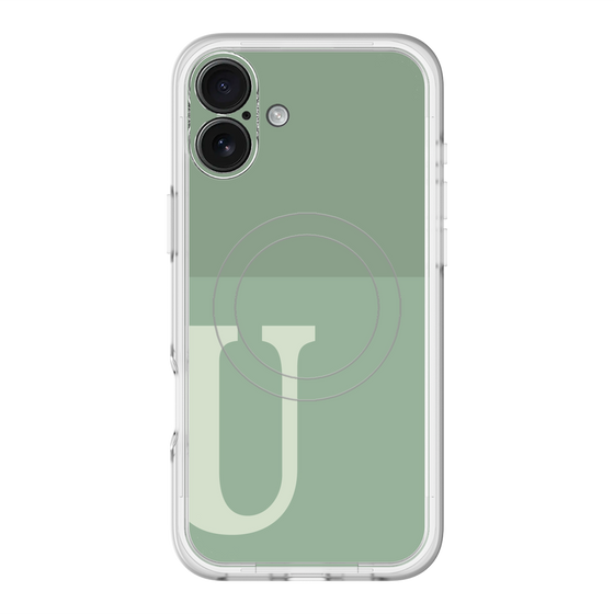 スリムプロテクションプレミアムケース with MagSafe［ オリジナル - initial two tone - U green ］