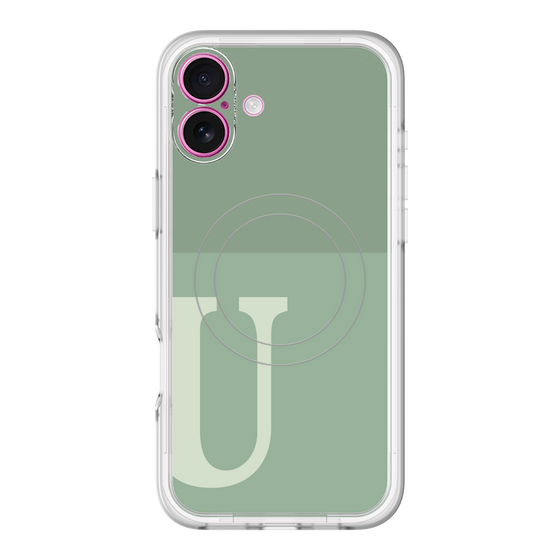 スリムプロテクションプレミアムケース with MagSafe［ オリジナル - initial two tone - U green ］