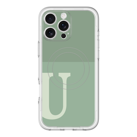 スリムプロテクションプレミアムケース with MagSafe［ オリジナル - initial two tone - U green ］
