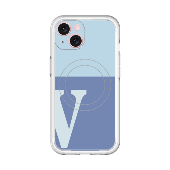スリムプロテクションプレミアムケース with MagSafe［ オリジナル - initial two tone - V blue ］