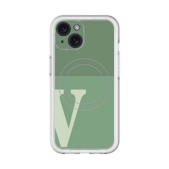 スリムプロテクションプレミアムケース with MagSafe［ オリジナル - initial two tone - V green ］