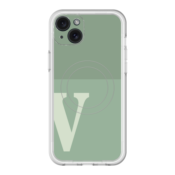 スリムプロテクションプレミアムケース with MagSafe［ オリジナル - initial two tone - V green ］