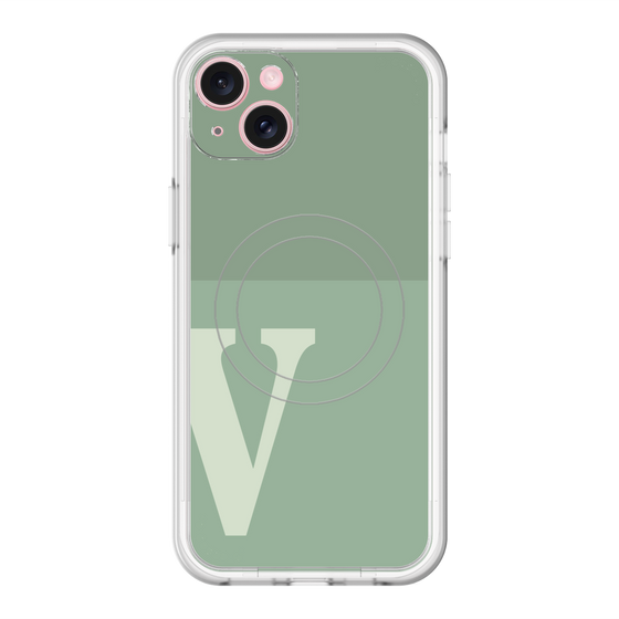 スリムプロテクションプレミアムケース with MagSafe［ オリジナル - initial two tone - V green ］