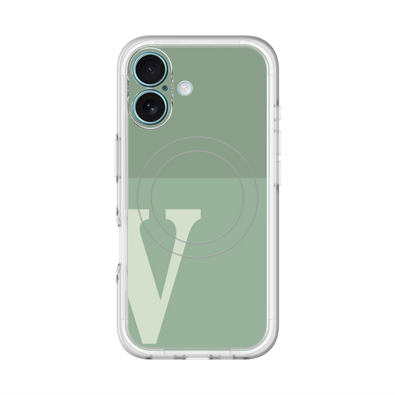 スリムプロテクションプレミアムケース with MagSafe［ オリジナル - initial two tone - V green ］