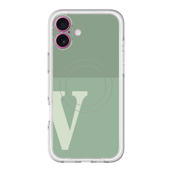 スリムプロテクションプレミアムケース with MagSafe［ オリジナル - initial two tone - V green ］