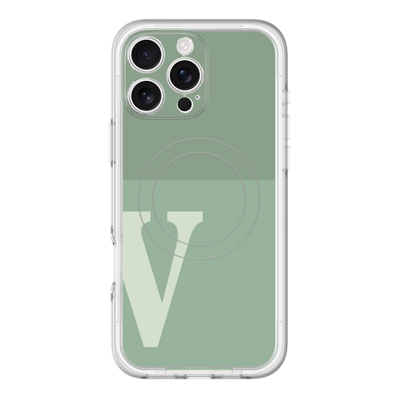 スリムプロテクションプレミアムケース with MagSafe［ オリジナル - initial two tone - V green ］