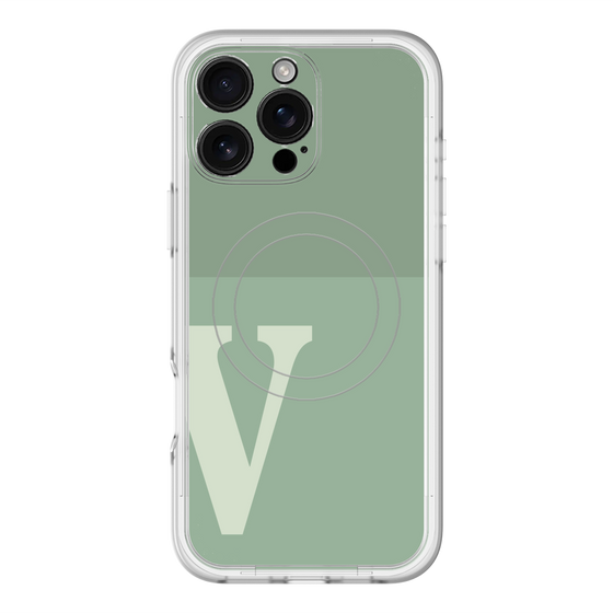 スリムプロテクションプレミアムケース with MagSafe［ オリジナル - initial two tone - V green ］