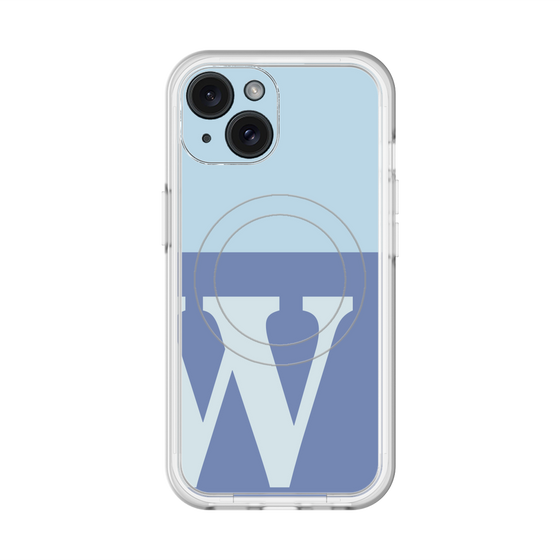 スリムプロテクションプレミアムケース with MagSafe［ オリジナル - initial two tone - W blue ］