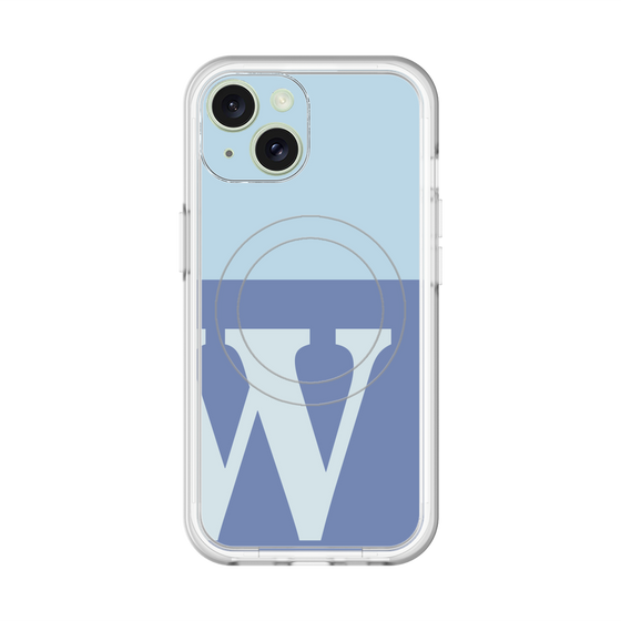 スリムプロテクションプレミアムケース with MagSafe［ オリジナル - initial two tone - W blue ］